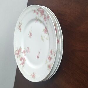 Hobby Land France Limoge Pink Rose Embossed Salad Dessert Plate Schleiger